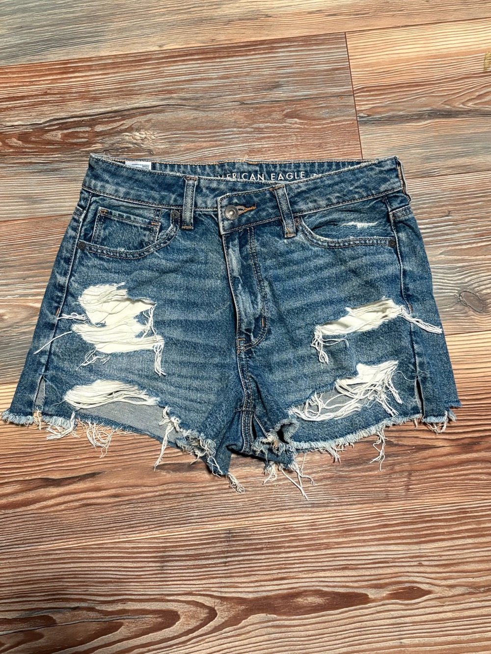 American Eagle Outfitters Ripped Dark Blue Denim Shorts